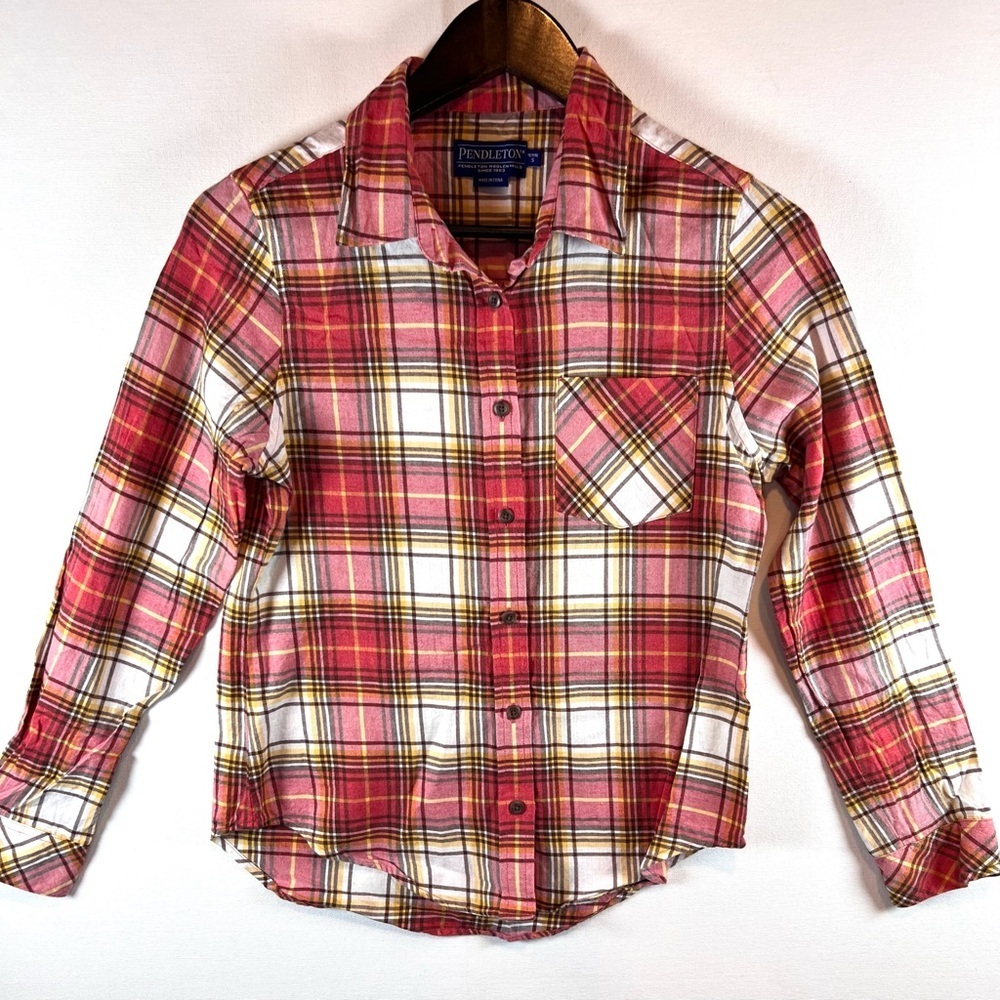 Pendleton womens flannel shirt long sleeve button down size Petite small outdoor